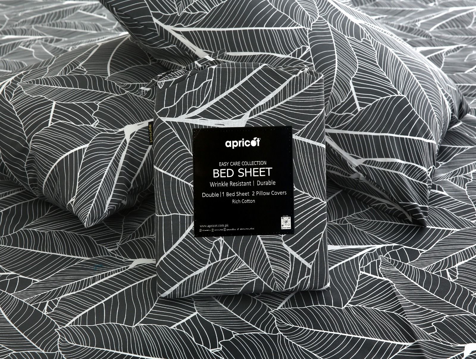 3 PCs Double Bed Sheet With Same Packing- Ash Petals Bed Sheets Apricot