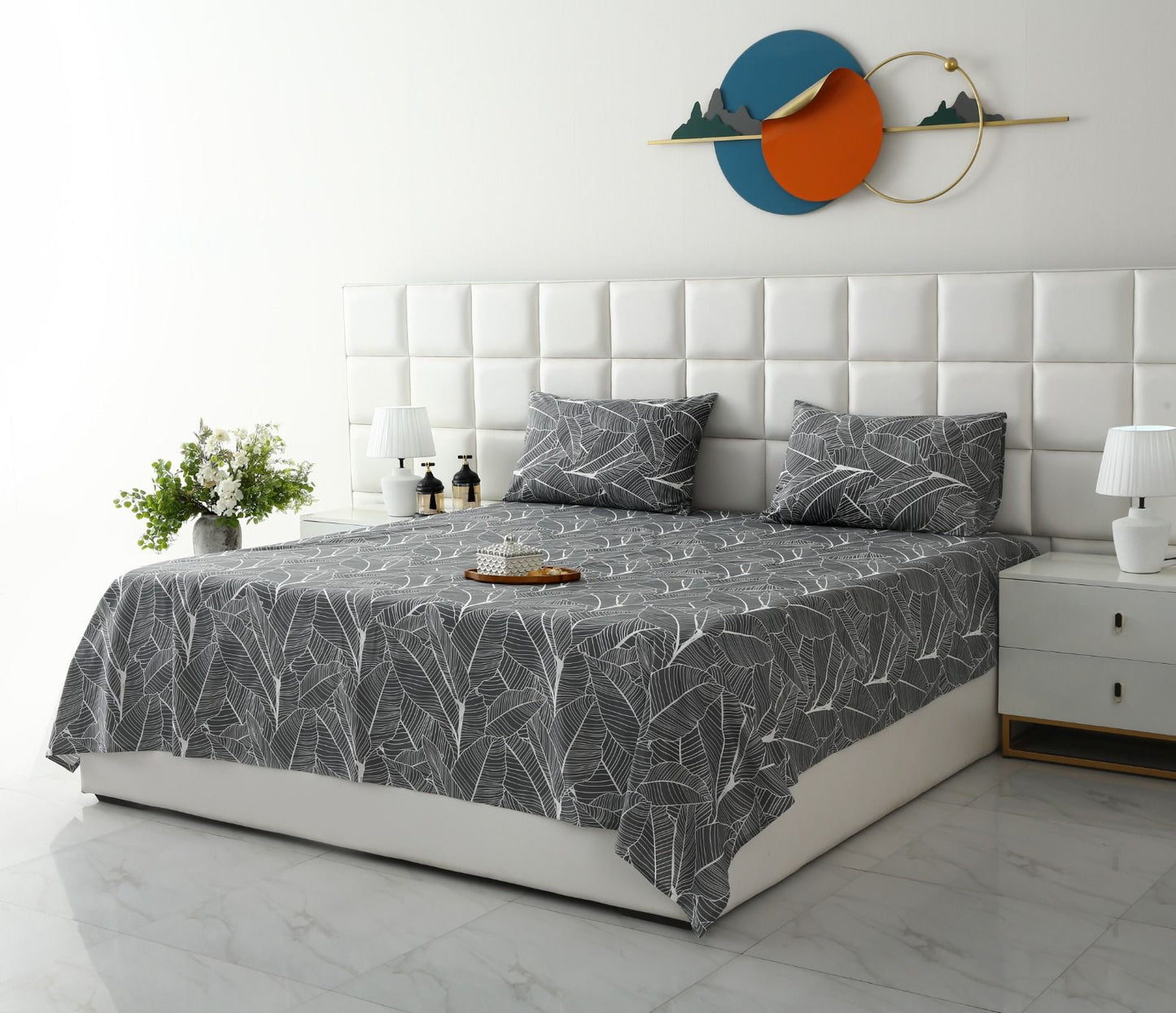 3 PCs Double Bed Sheet With Same Packing- Ash Petals Bed Sheets Apricot