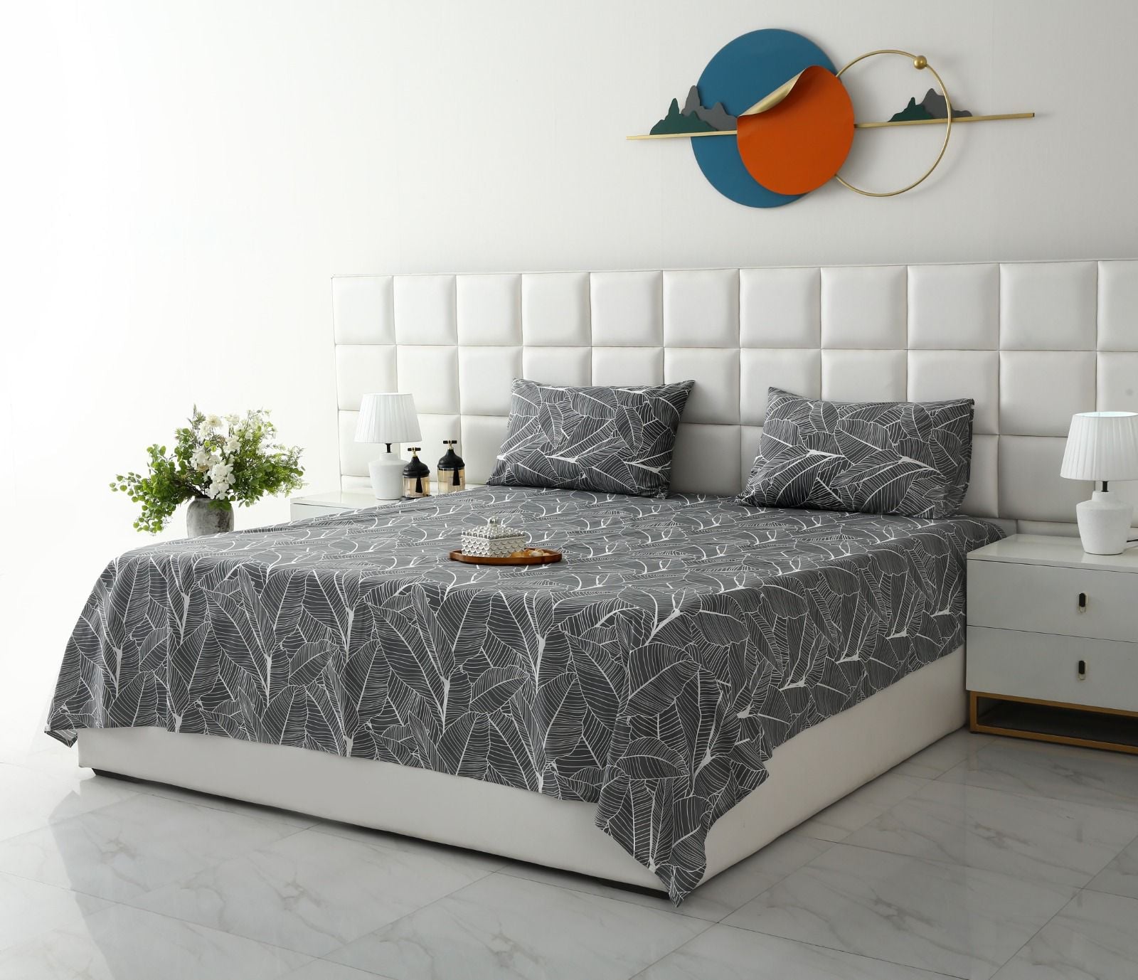 3 PCs Double Bed Sheet With Same Packing- Ash Petals Bed Sheets Apricot