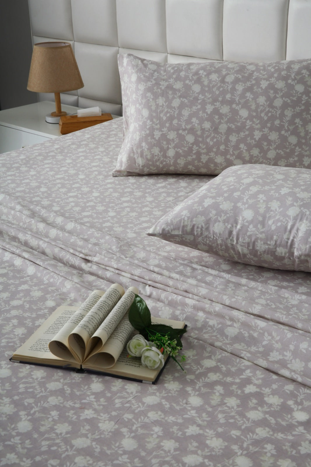 3 PCs Double Bed Sheet With Same Packing- Lily of the Valley Bed Sheets Apricot