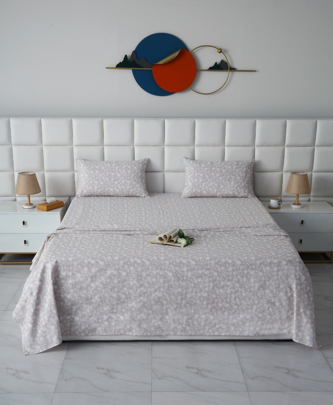 3 PCs Double Bed Sheet With Same Packing- Lily of the Valley Bed Sheets Apricot
