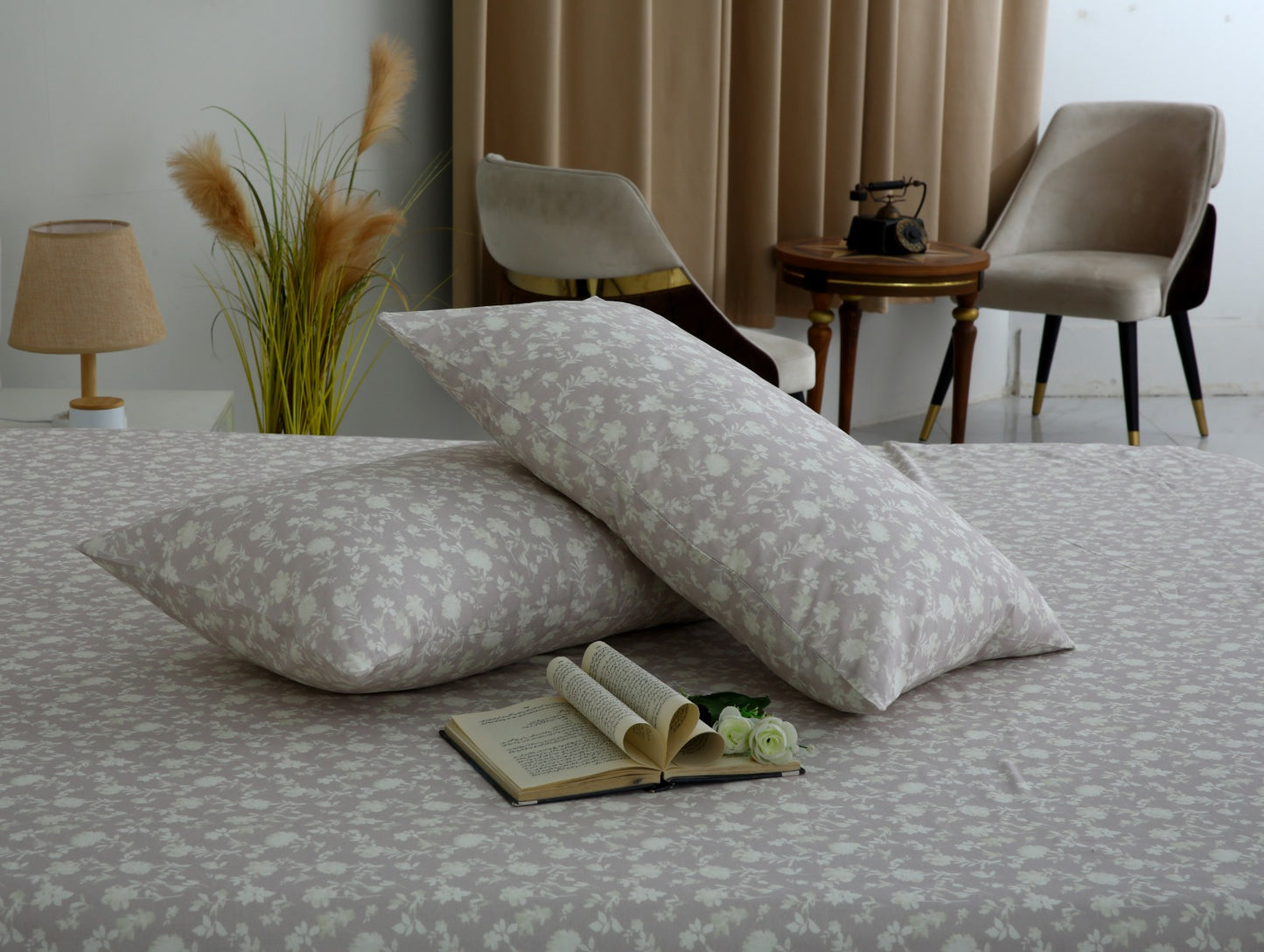 3 PCs Double Bed Sheet With Same Packing- Lily of the Valley Bed Sheets Apricot