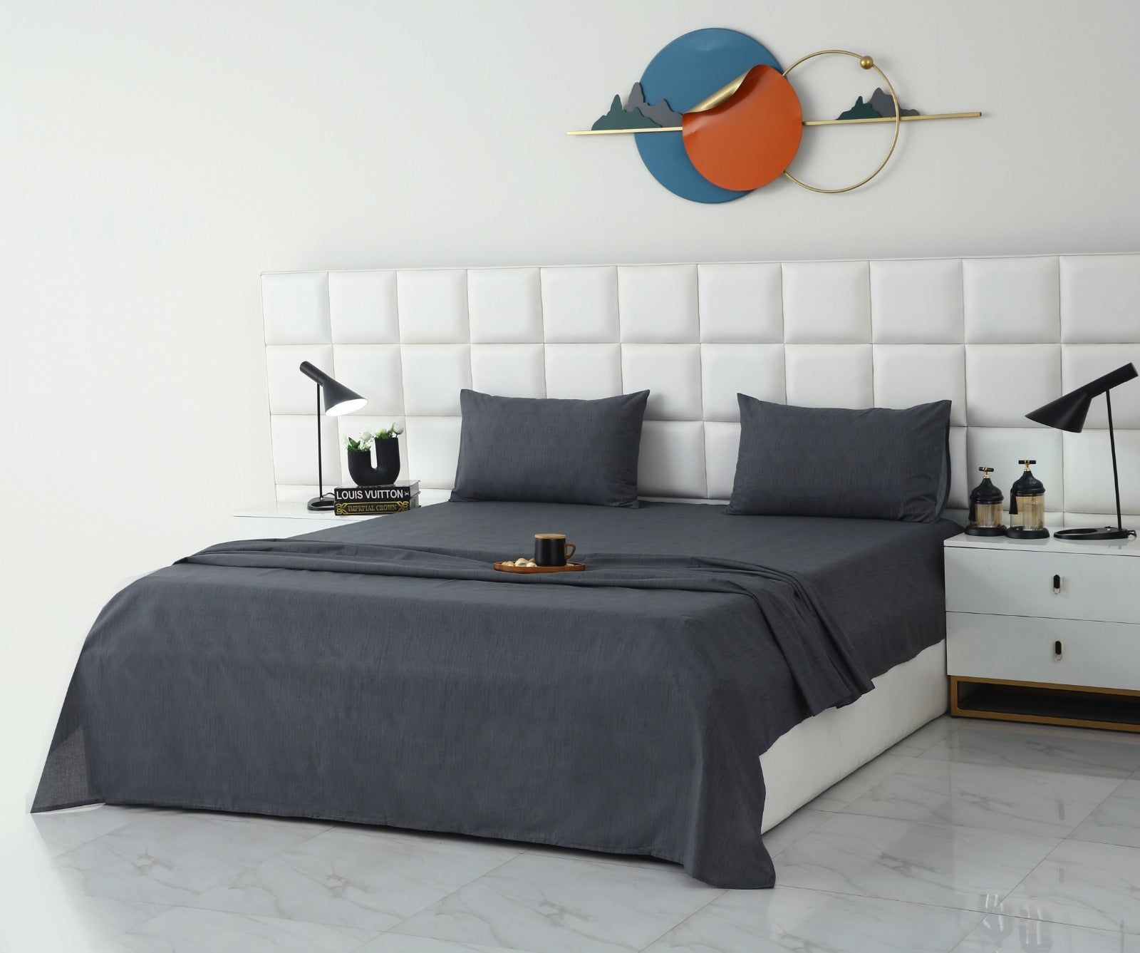 3 PCs Double Bed Sheet With Same Packing- Moss Whisper Bed Sheets Apricot
