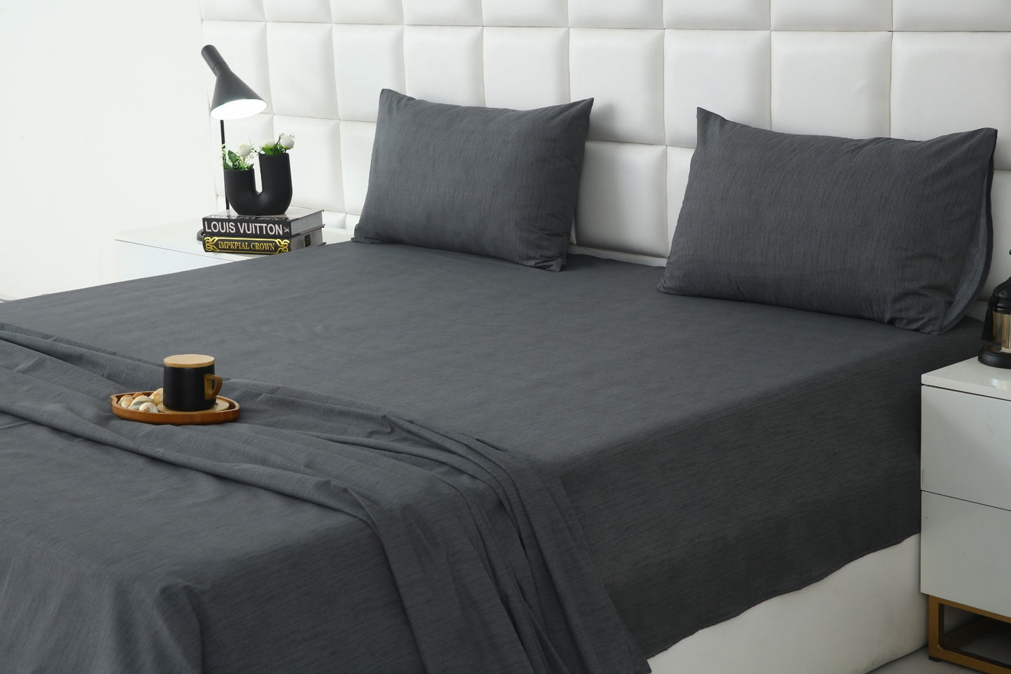 3 PCs Double Bed Sheet With Same Packing- Moss Whisper Bed Sheets Apricot