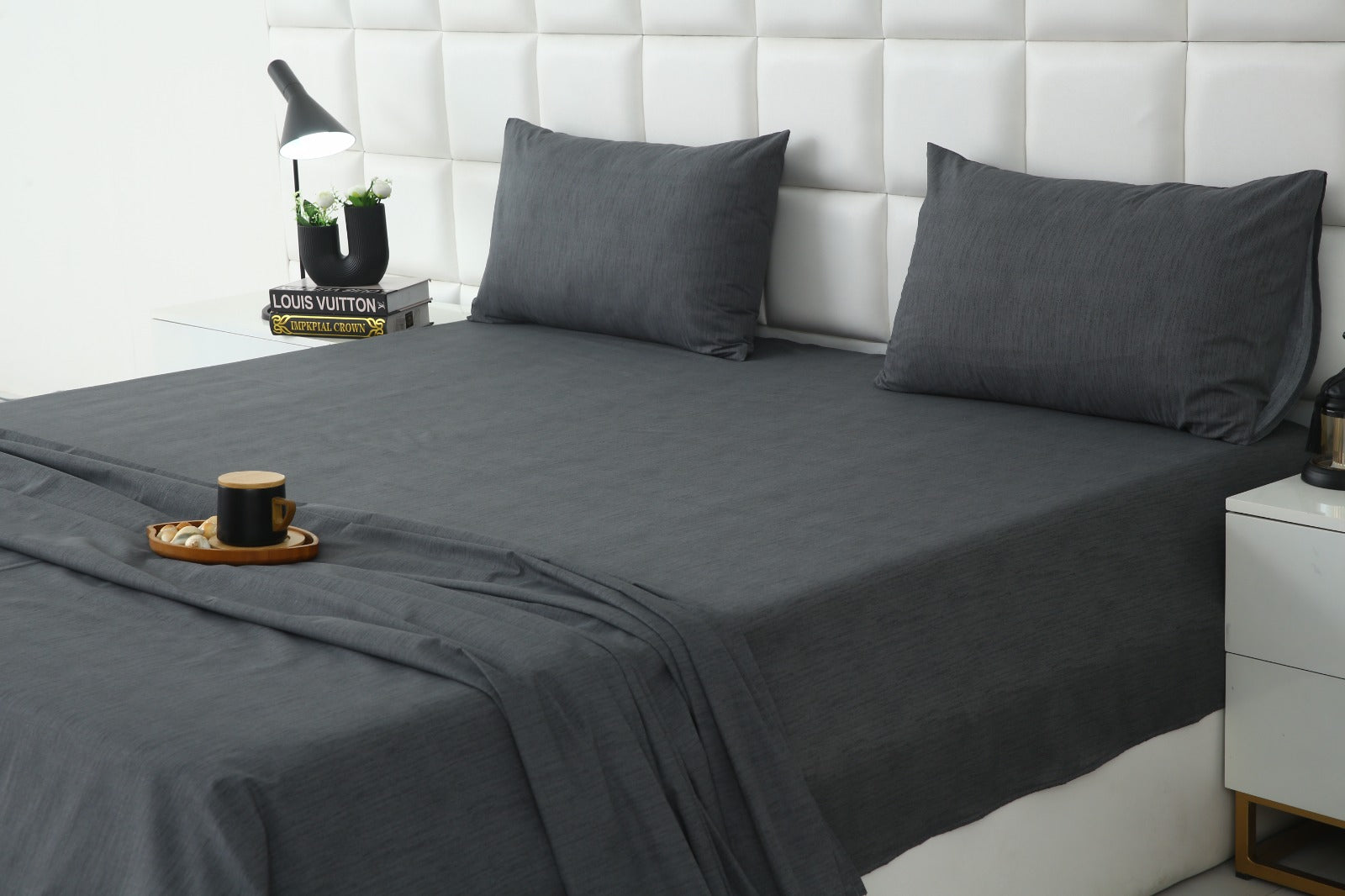 3 PCs Double Bed Sheet With Same Packing- Moss Whisper Bed Sheets Apricot