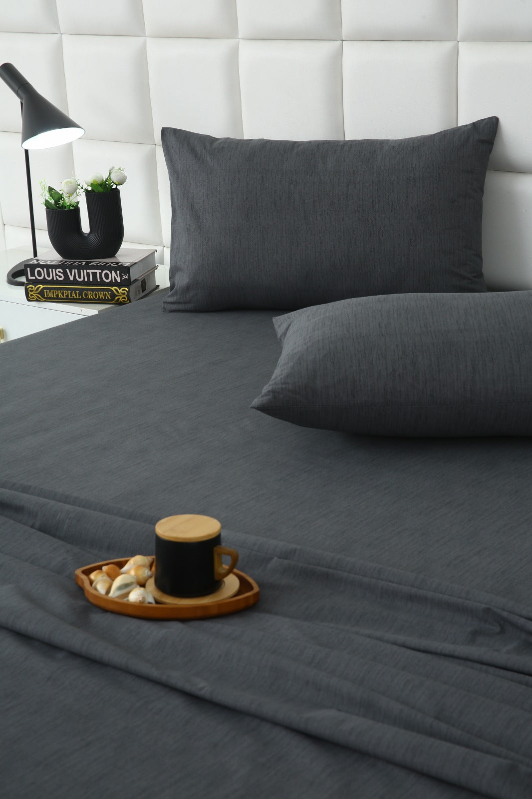 3 PCs Double Bed Sheet With Same Packing- Moss Whisper Bed Sheets Apricot