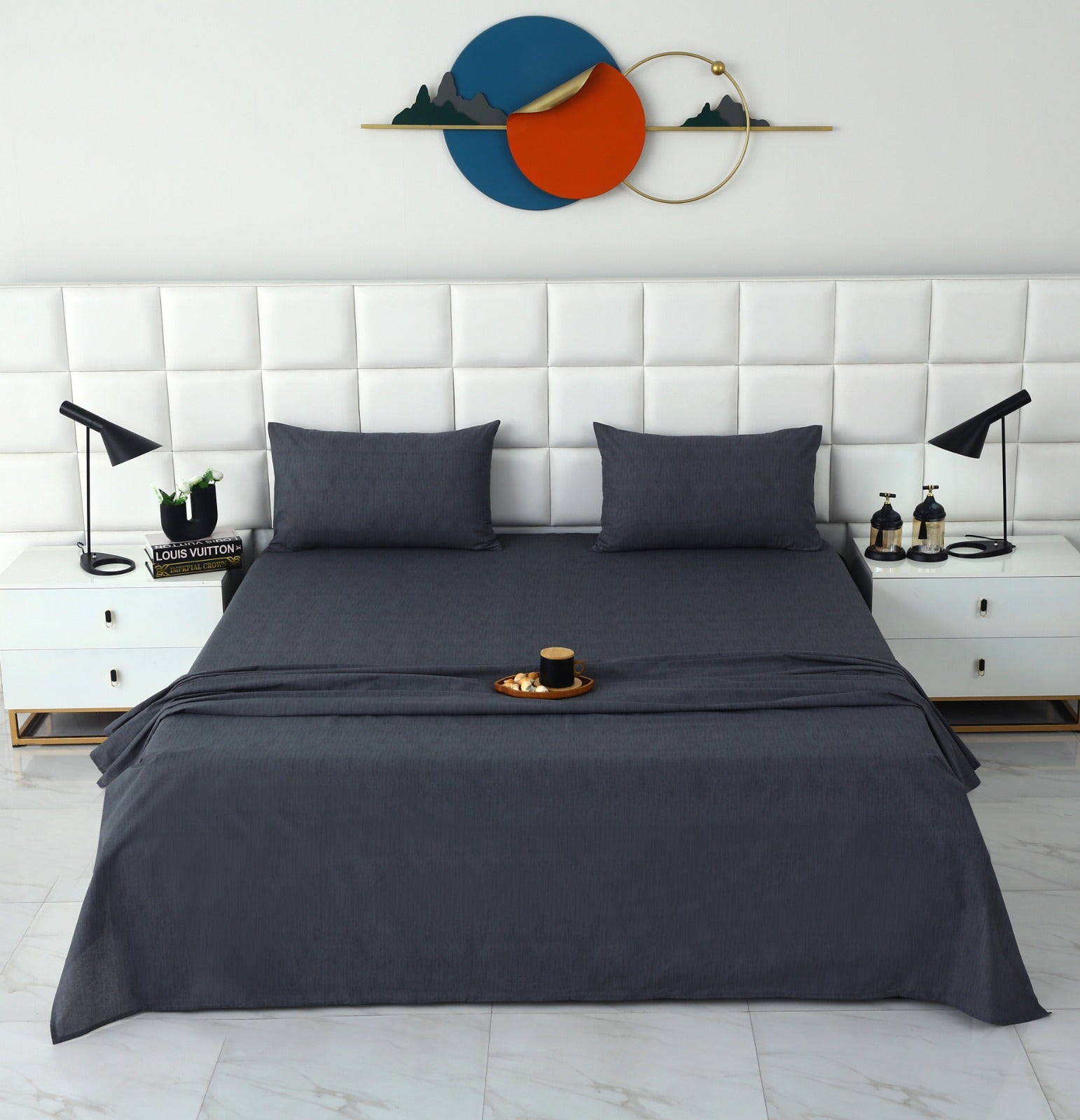 3 PCs Double Bed Sheet With Same Packing- Moss Whisper Bed Sheets Apricot