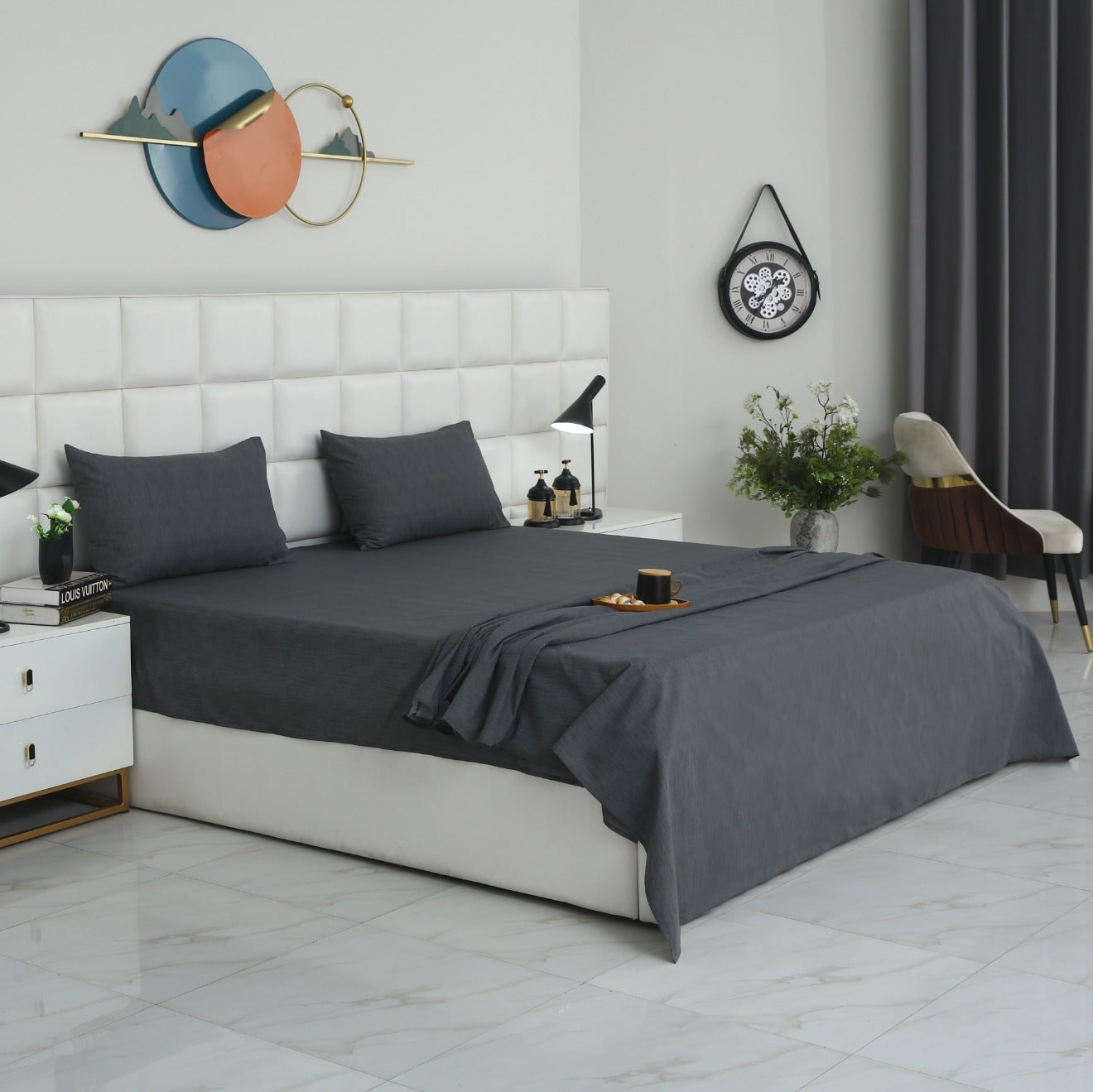 3 PCs Double Bed Sheet With Same Packing- Moss Whisper Bed Sheets Apricot