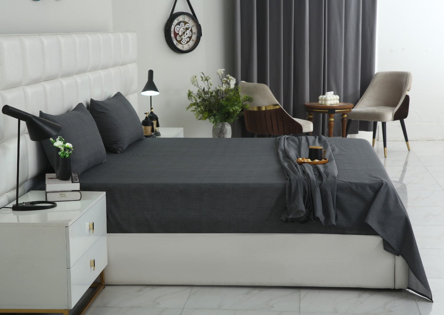 3 PCs Double Bed Sheet With Same Packing- Moss Whisper Bed Sheets Apricot