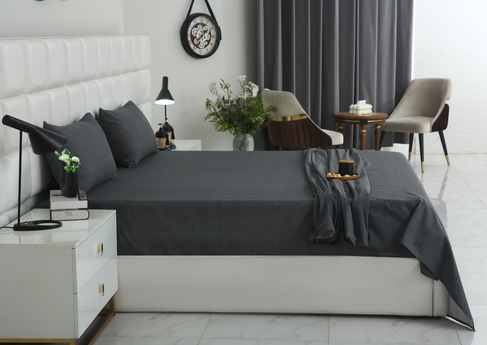 3 PCs Double Bed Sheet With Same Packing- Moss Whisper Bed Sheets Apricot
