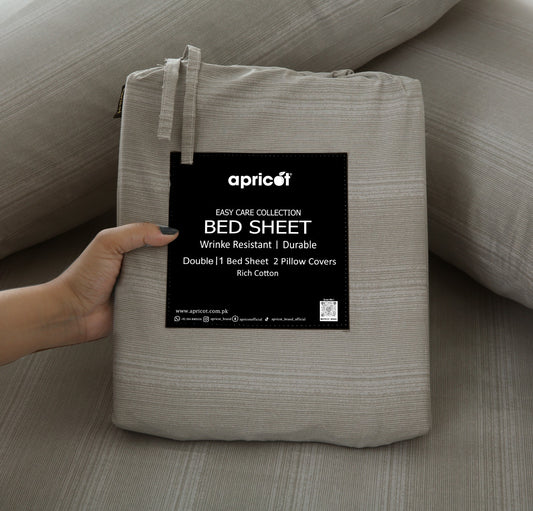 3 PCs Double Bed Sheet With Same Packing- Beige Shades Bed Sheets Apricot
