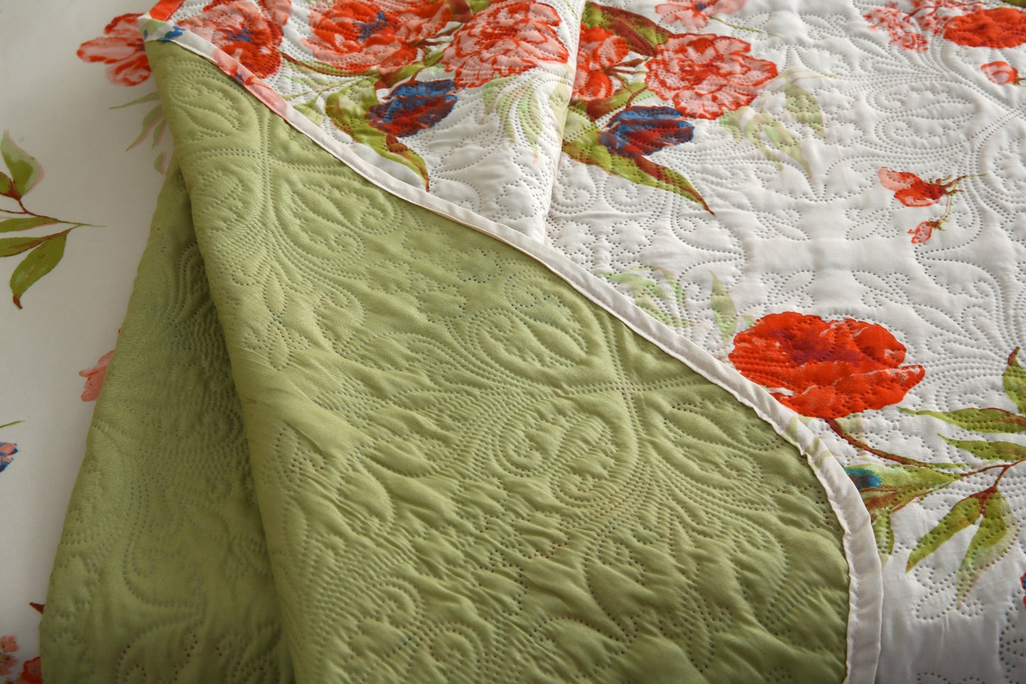 6 PCs Bed Spread Set- Cosmic Bloom Bed Spread Apricot