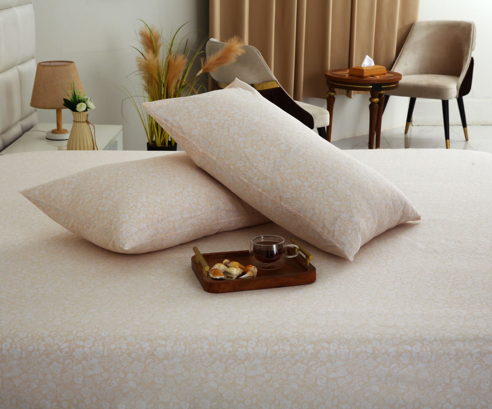 Fitted Bed Sheet- PFT008 Fitted Sheets Apricot