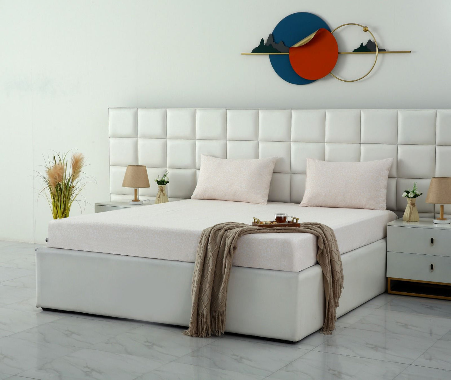 Fitted Bed Sheet- PFT008 Fitted Sheets Apricot