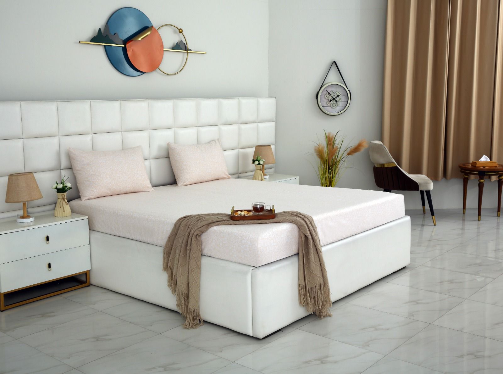 Fitted Bed Sheet- PFT008 Fitted Sheets Apricot