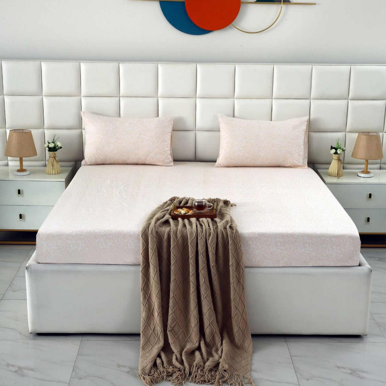 Fitted Bed Sheet- PFT008 Fitted Sheets Apricot