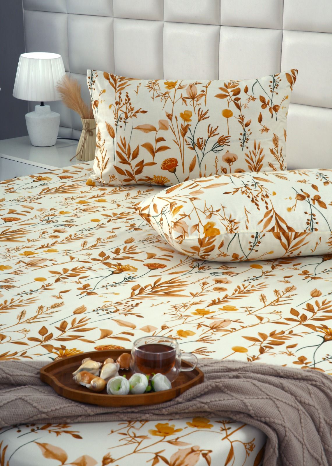 Fitted Bed Sheet- PFT007 Fitted Sheets Apricot