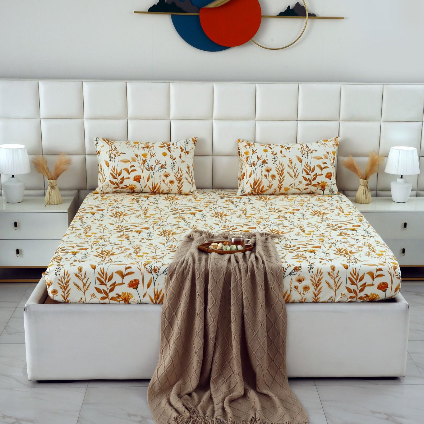 Fitted Bed Sheet- PFT007 Fitted Sheets Apricot