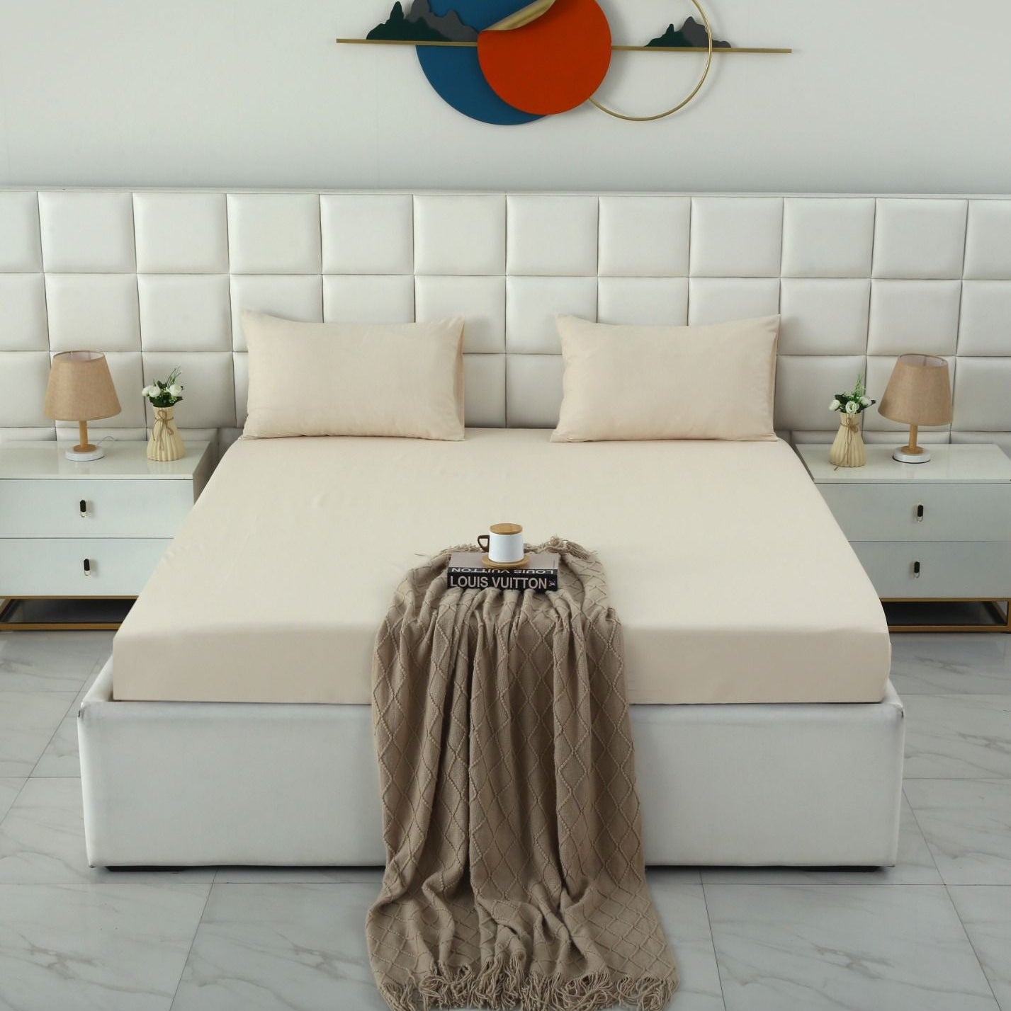 Fitted Bed Sheet- PFT006 Fitted Sheets Apricot