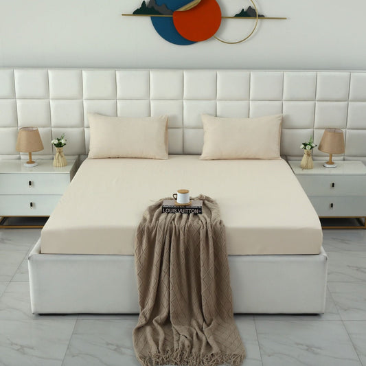 Fitted Bed Sheet- PFT006 Fitted Sheets Apricot