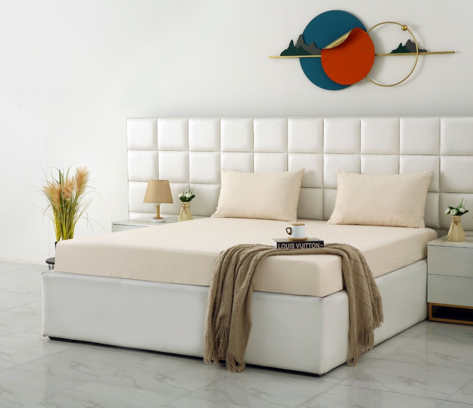 Fitted Bed Sheet- PFT006 Fitted Sheets Apricot