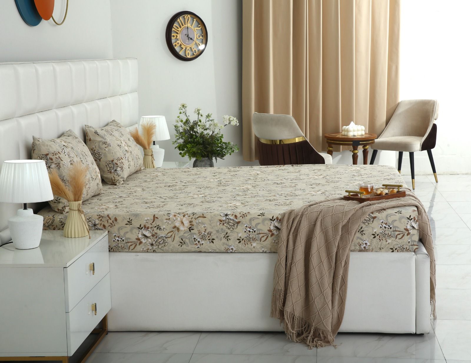 Fitted Bed Sheet- PFT005 Fitted Sheets Apricot