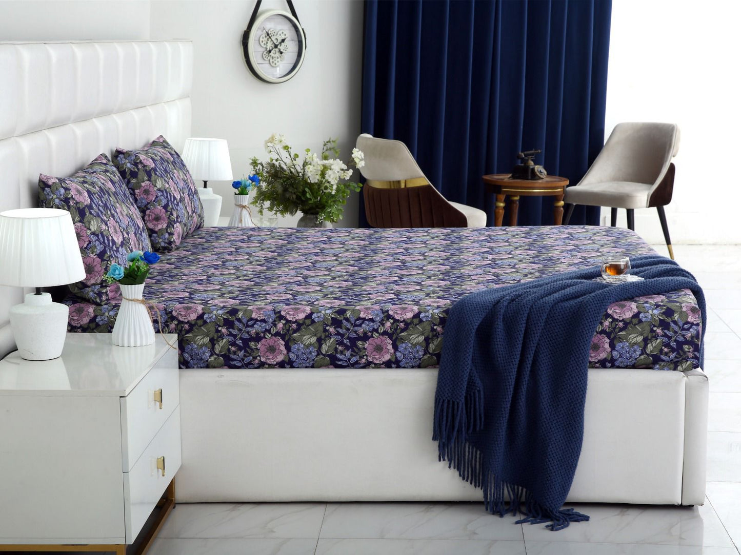 Percale Fitted Bed Sheet- PFL004