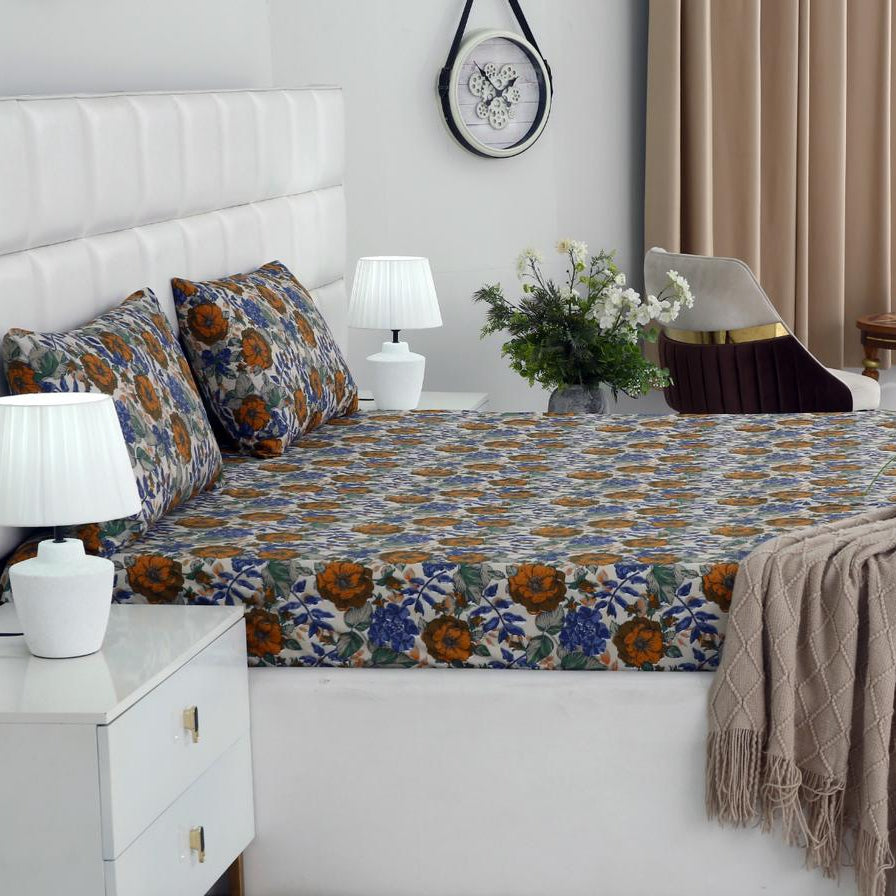 2Pcs Digital Percale Single Bed Sheet- PC005