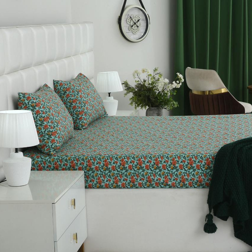 2Pcs Digital Percale Single Bed Sheet- PC003
