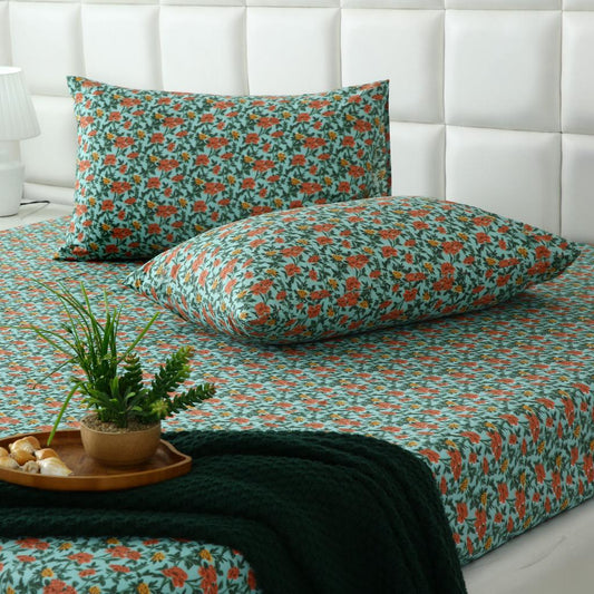 Percale Fitted Bed Sheet- Coral Cove Fitted Sheets Apricot