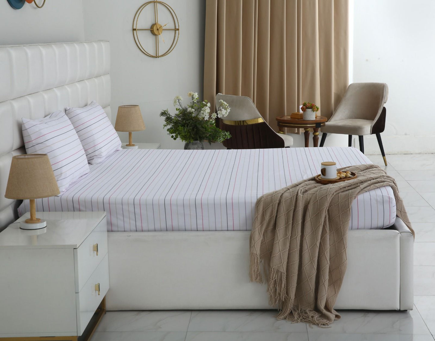 Fitted Bed Sheet- PFT011 Fitted Sheets Apricot