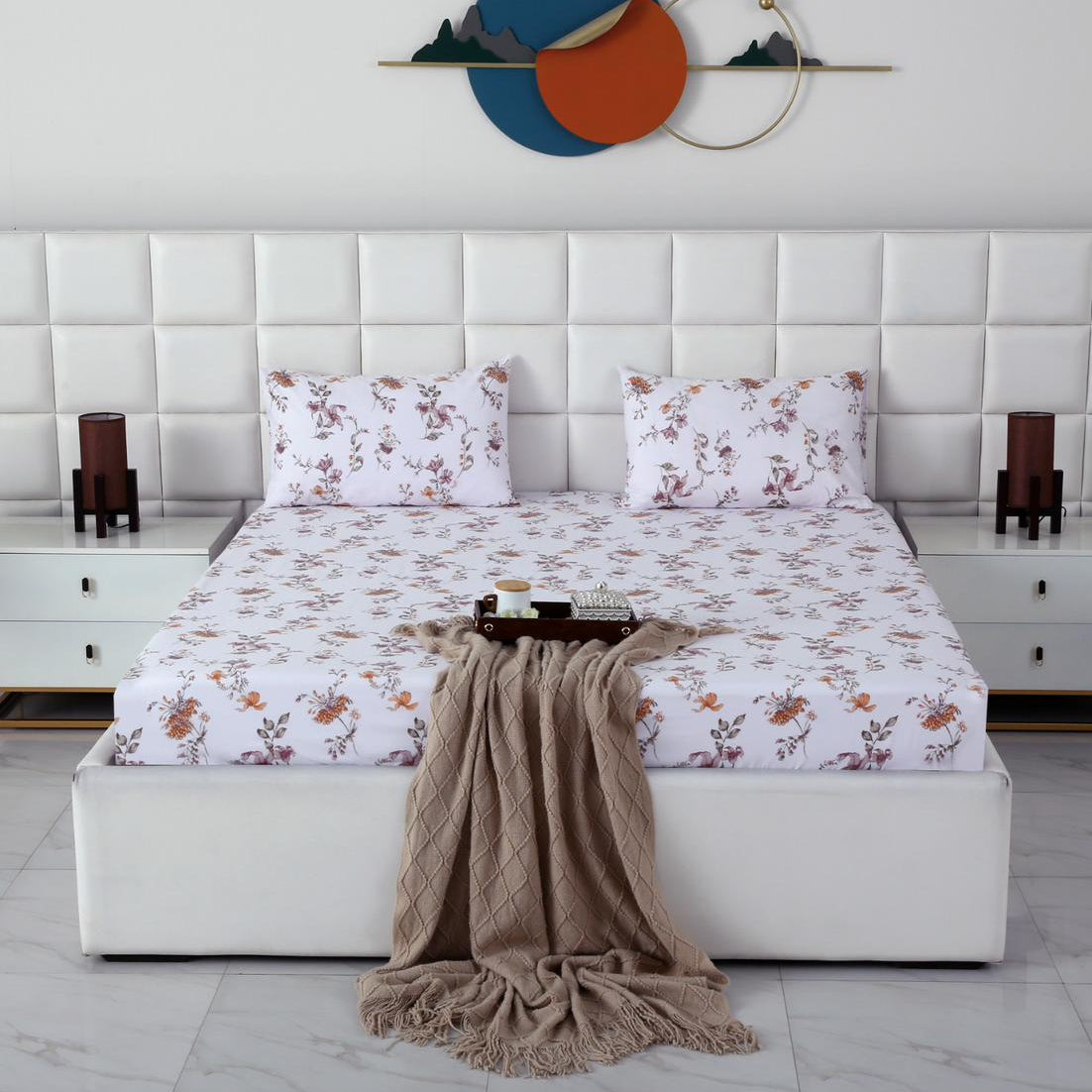 Fitted Bed Sheet- PFT016 Fitted Sheets Apricot