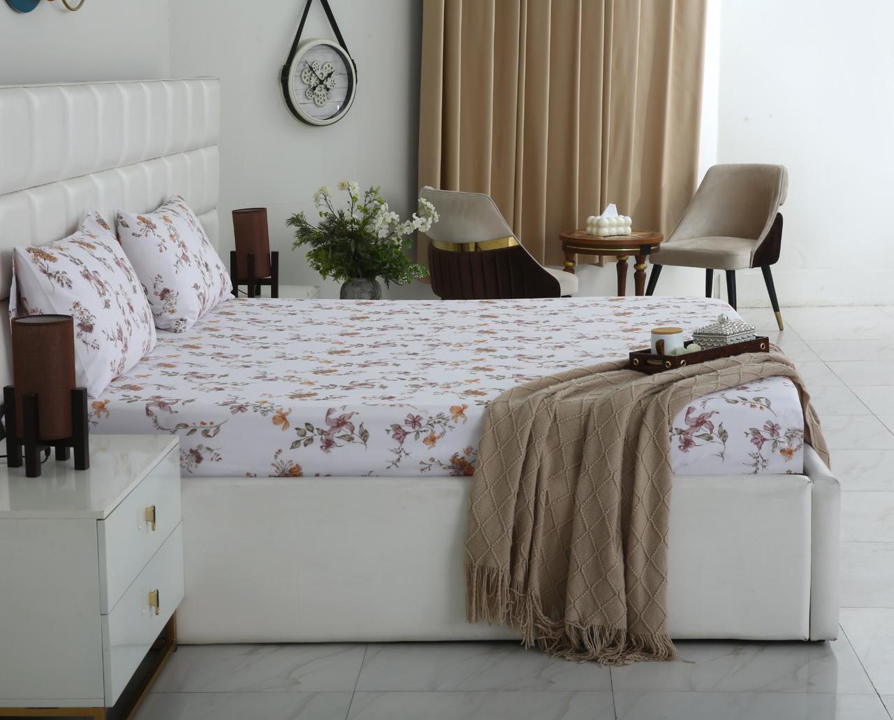 Fitted Bed Sheet- PFT016 Fitted Sheets Apricot
