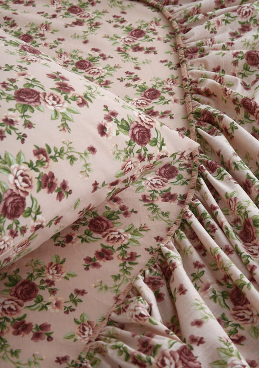 Percale Fitted Bed Sheet- PFL005 Fitted Sheets Apricot