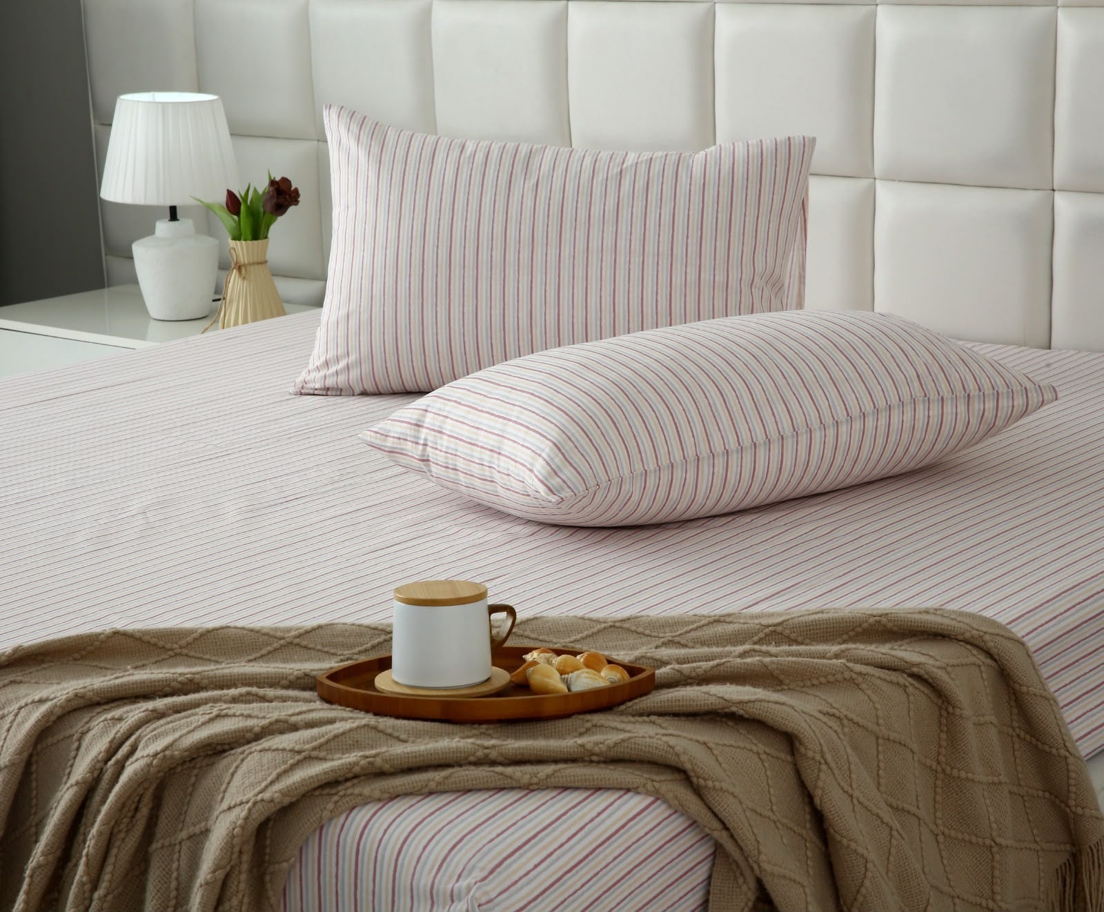 Fitted Bed Sheet- PFT0270 Fitted Sheets Apricot