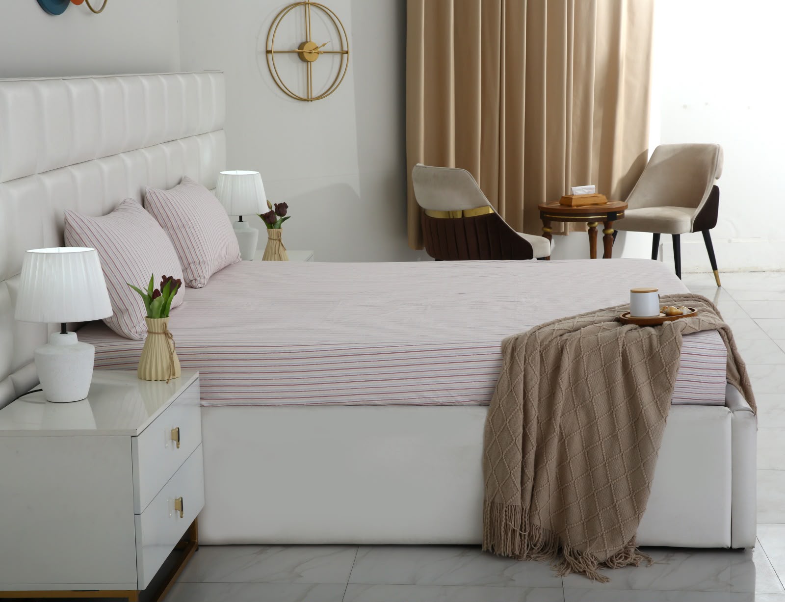 Fitted Bed Sheet- PFT0270 Fitted Sheets Apricot