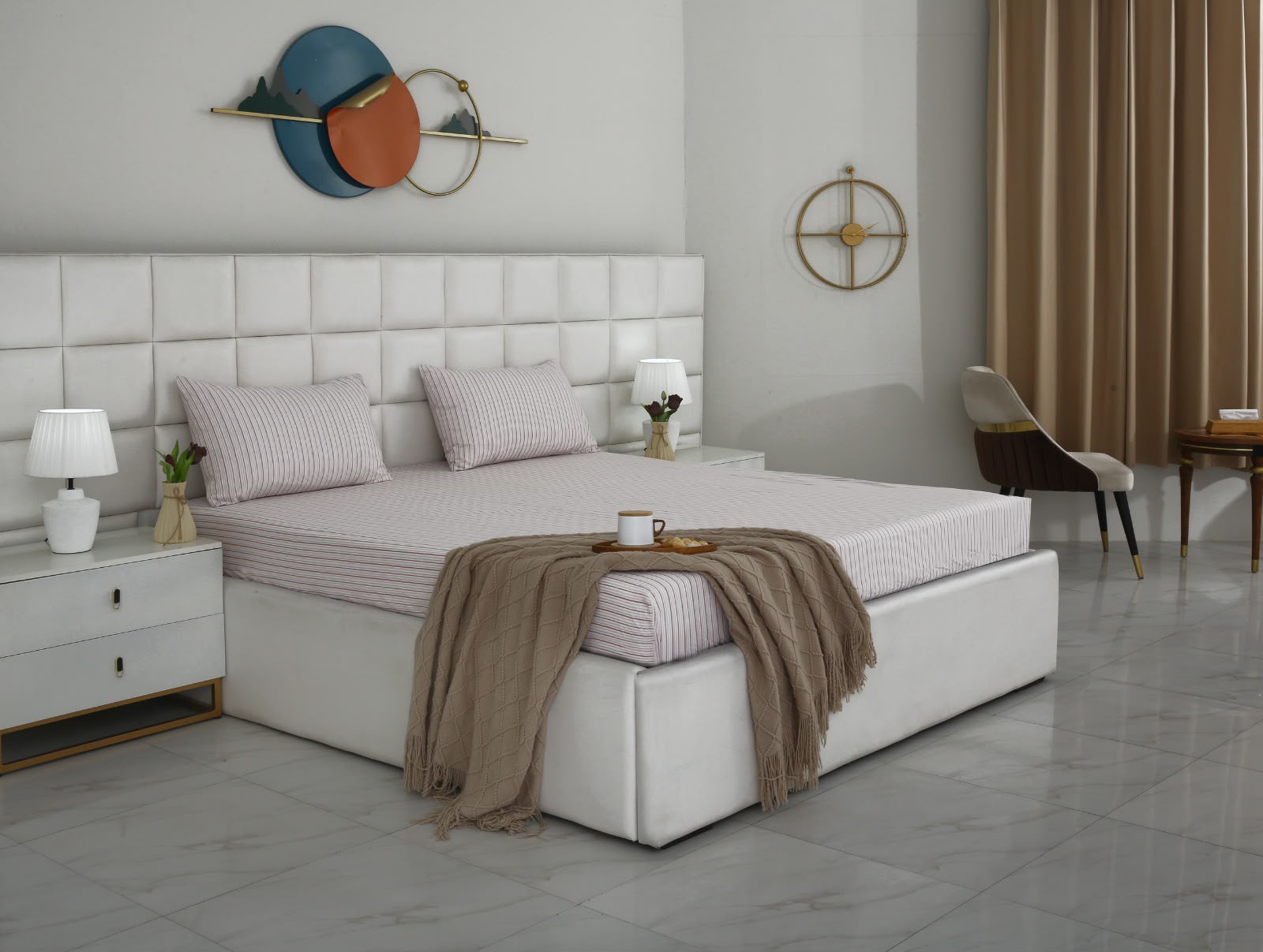 Fitted Bed Sheet- PFT0270 Fitted Sheets Apricot