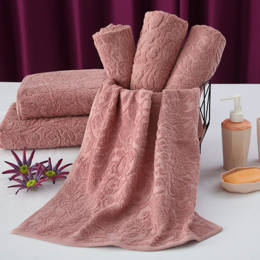 1 PC 100% Cotton Face Towel (10259)- Dusty Pink Bath Towels & Washcloths Apricot