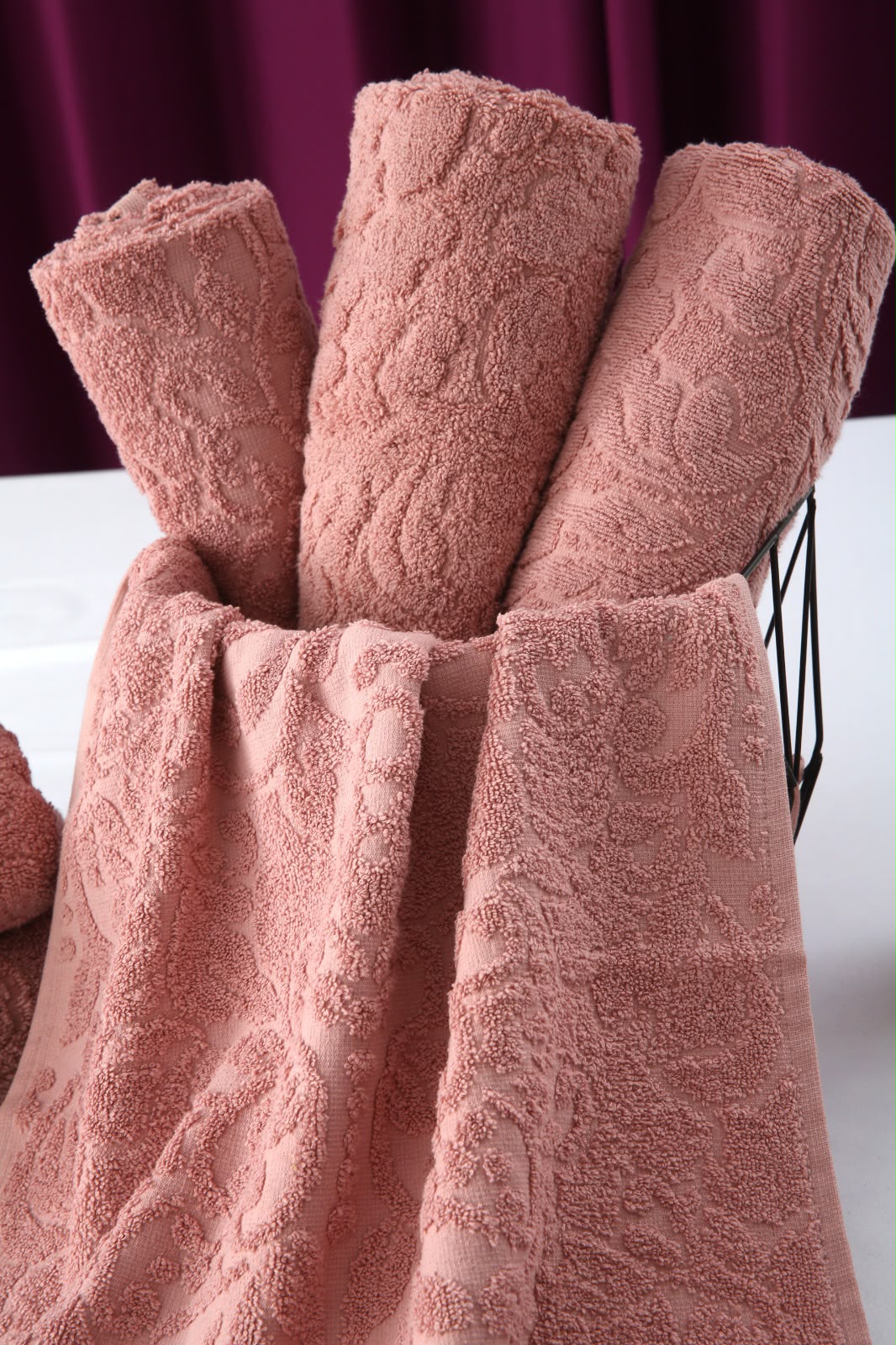1 PC 100% Cotton Face Towel (10259)- Dusty Pink