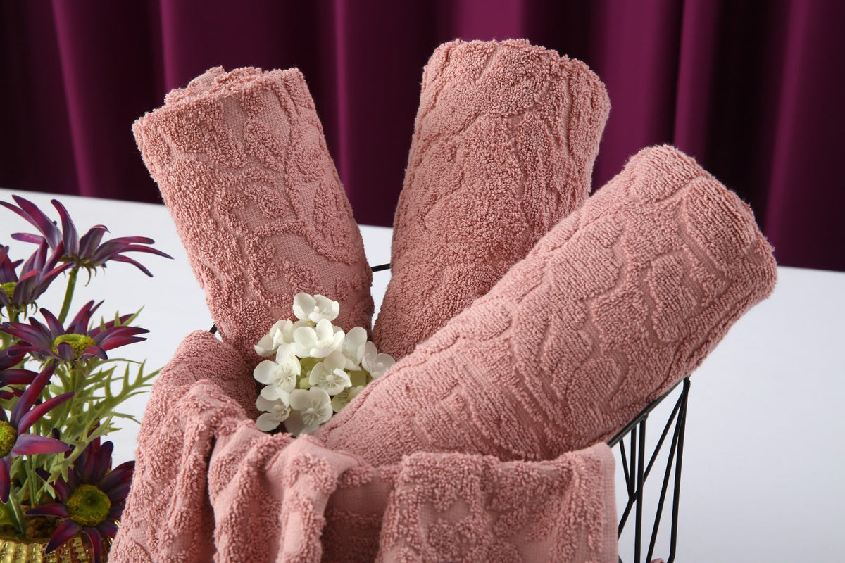 1 PC 100% Cotton Face Towel (10259)- Dusty Pink