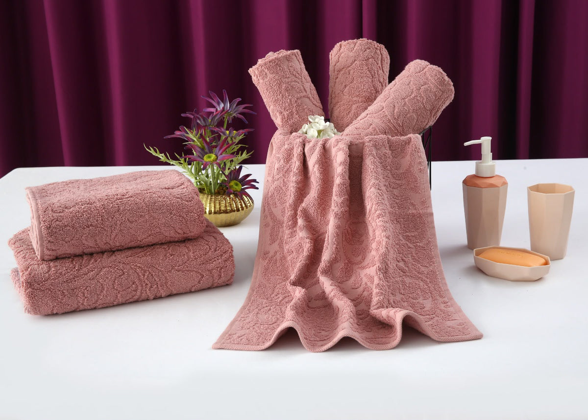 1 PC 100% Cotton Face Towel (10259)- Dusty Pink