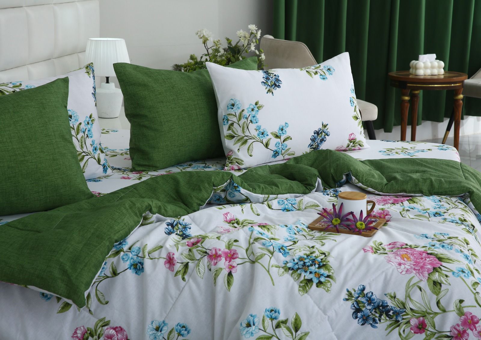 6 PCs Summer Comforter Set- COM006 Bed Spread Apricot