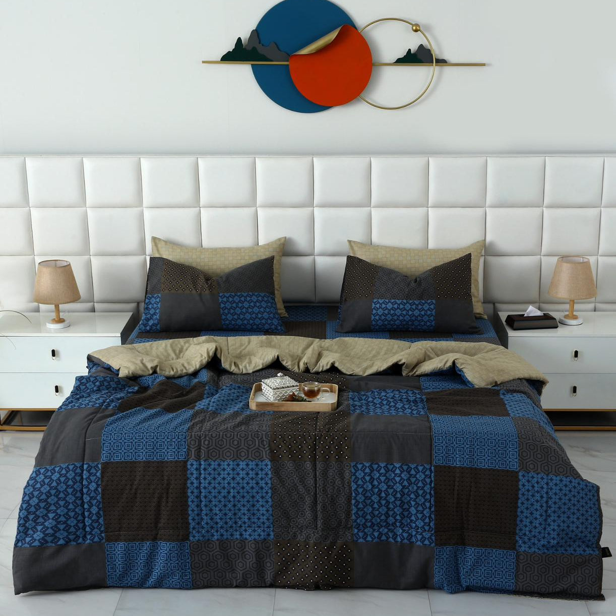 6 PCs Summer Comforter Set- COM001 Bed Spread Apricot