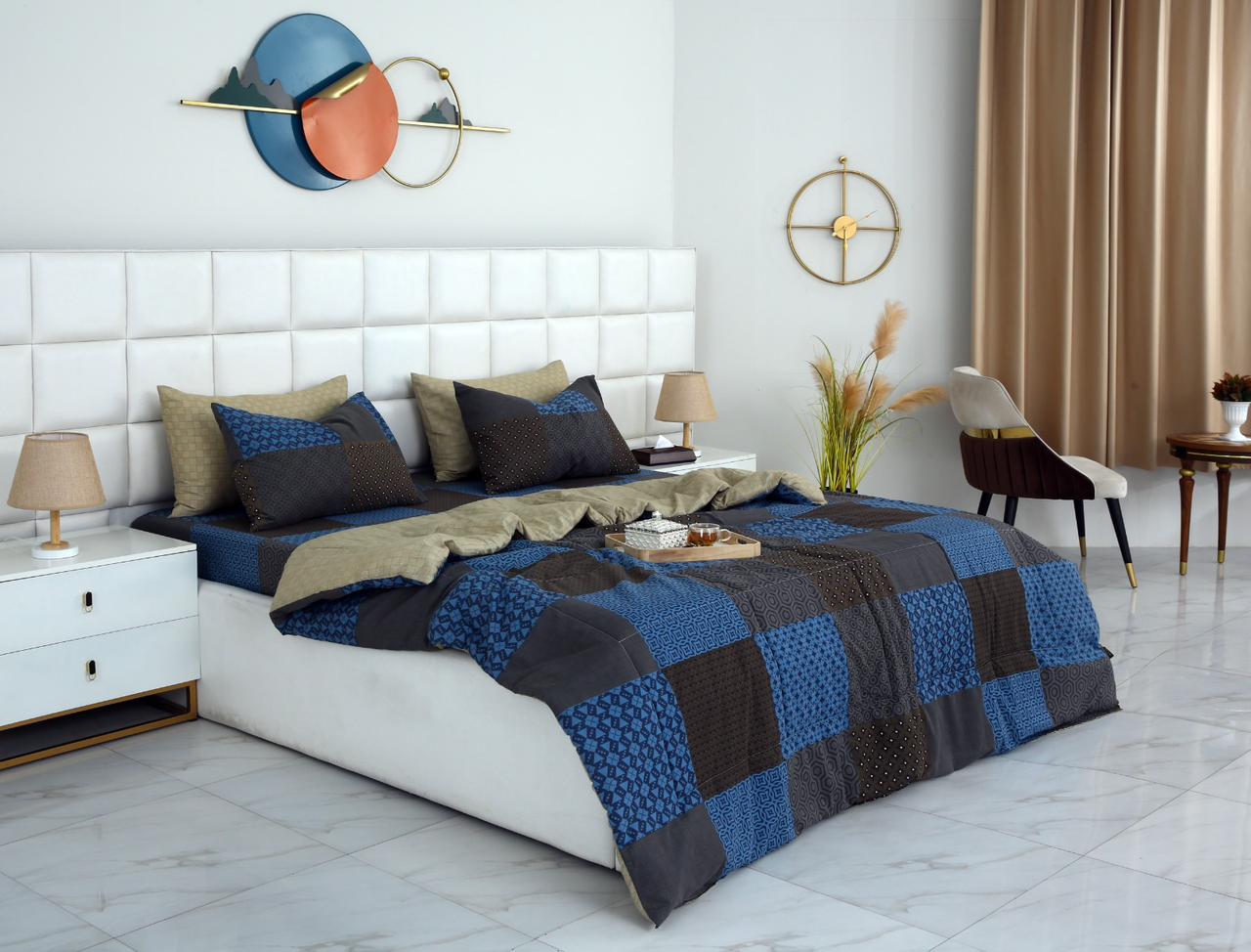 6 PCs Summer Comforter Set- COM001 Bed Spread Apricot
