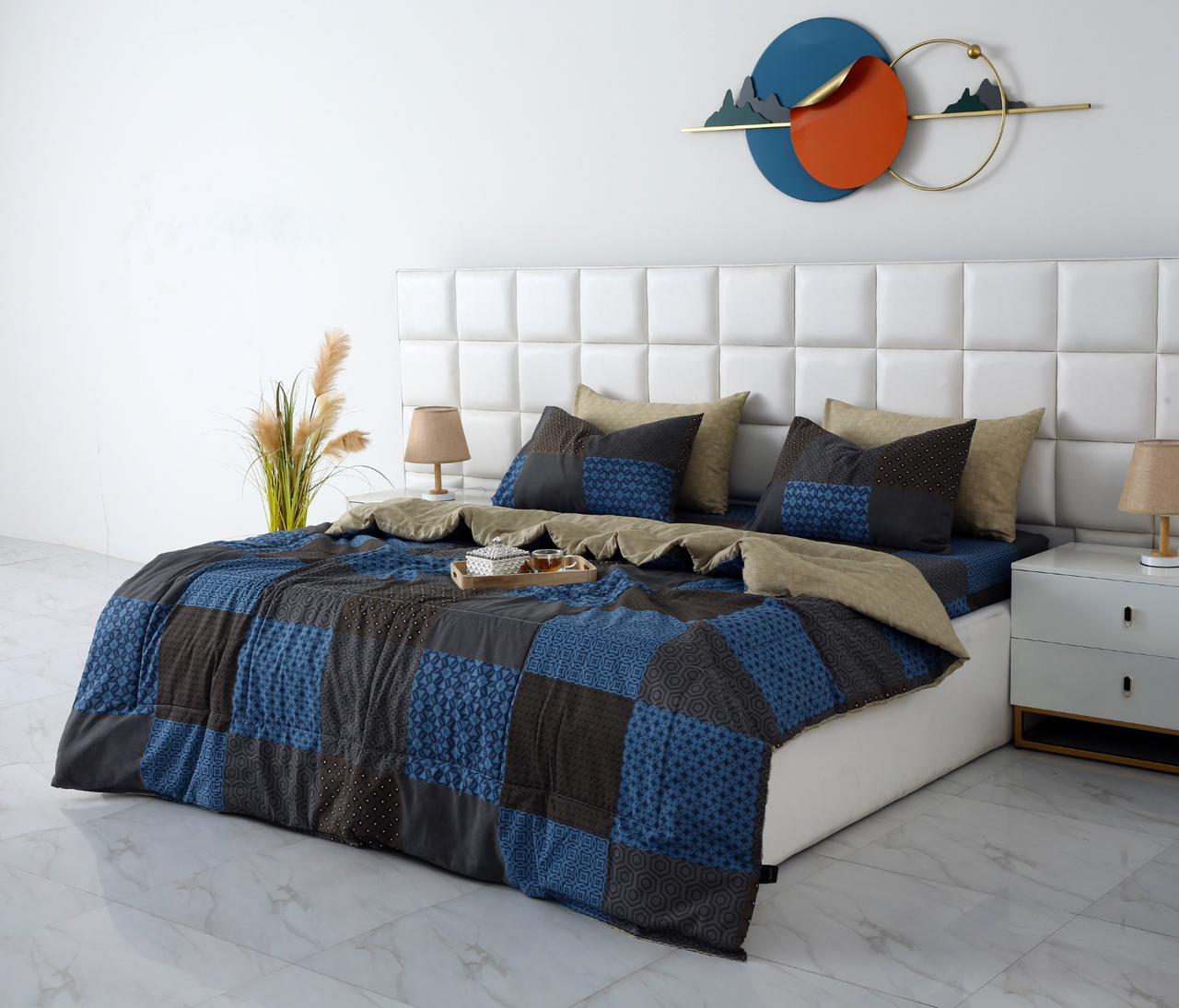 6 PCs Summer Comforter Set- COM001 Bed Spread Apricot