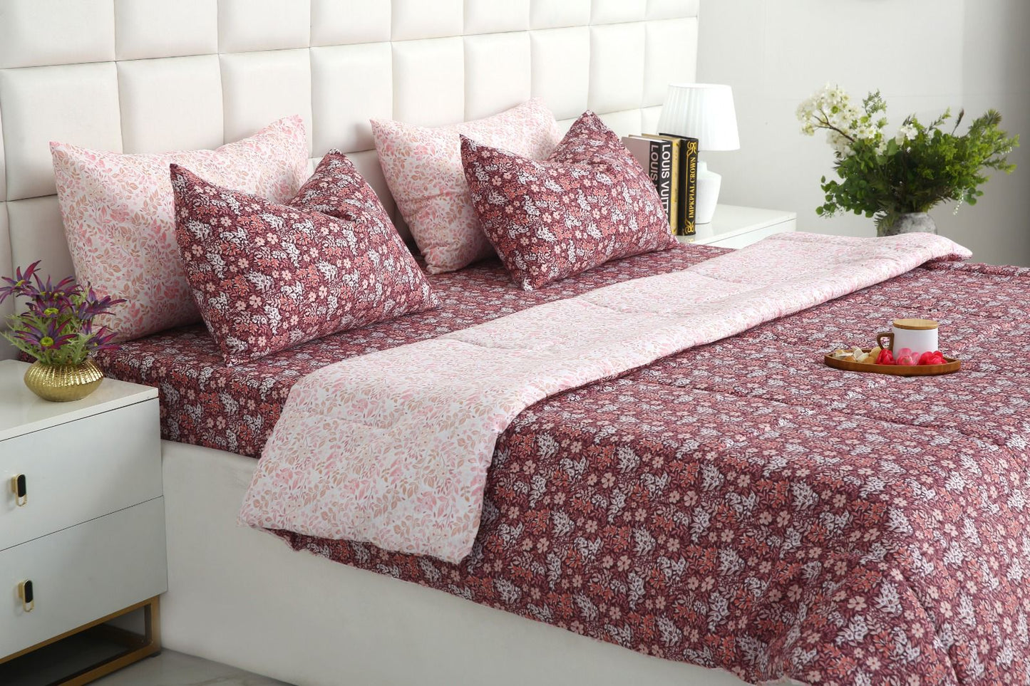 6 PCs Summer Comforter Set- COM003 Bed Spread Apricot