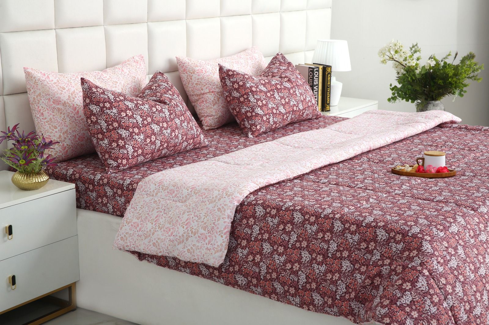 6 PCs Summer Comforter Set- COM003 Bed Spread Apricot