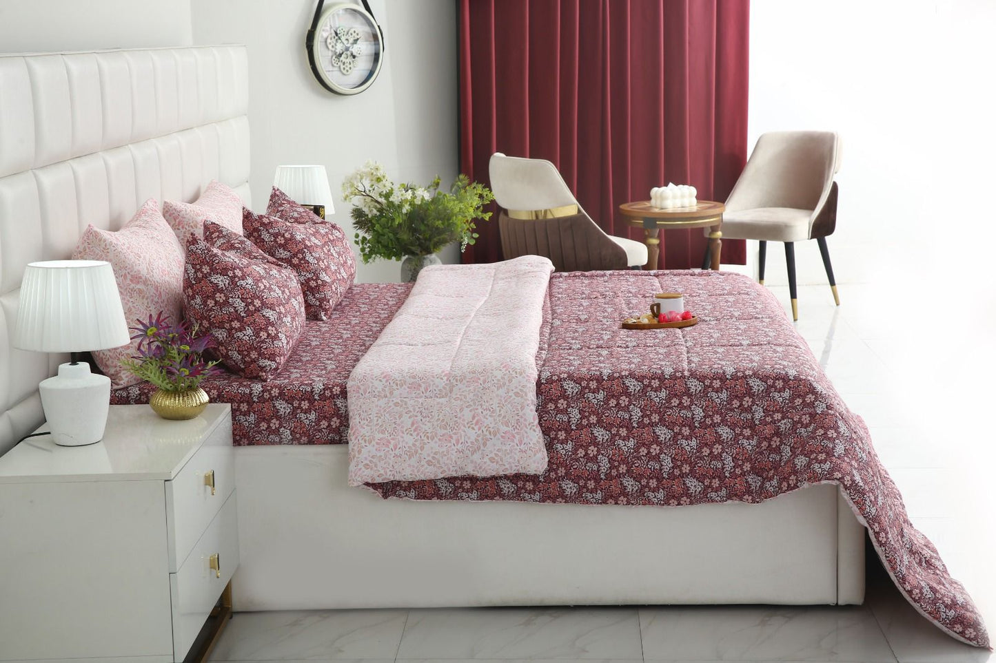6 PCs Summer Comforter Set- COM003 Bed Spread Apricot