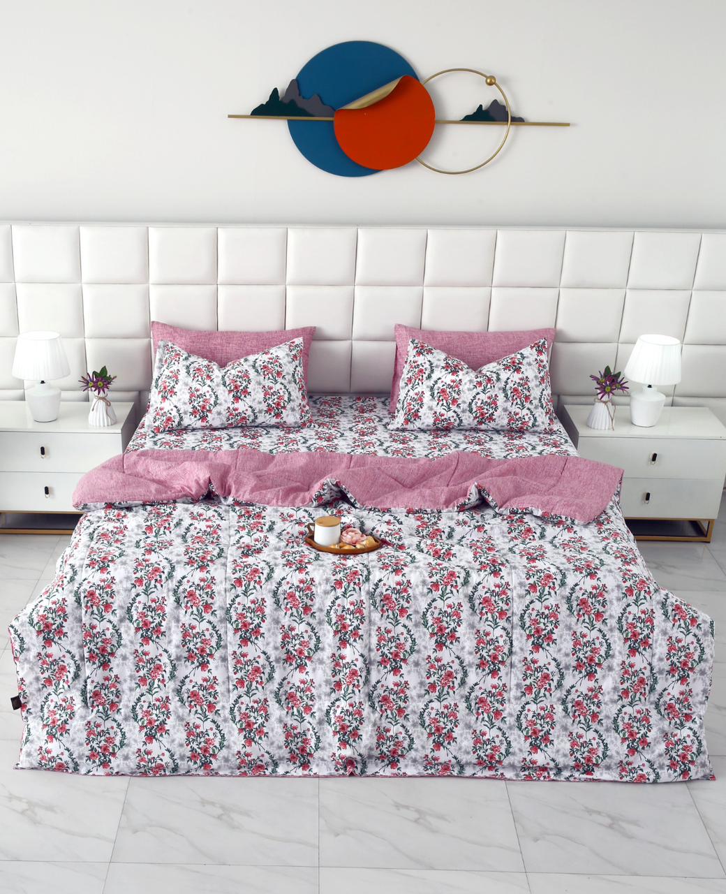 6 PCs Summer Comforter Set- COM005 Bed Spread Apricot