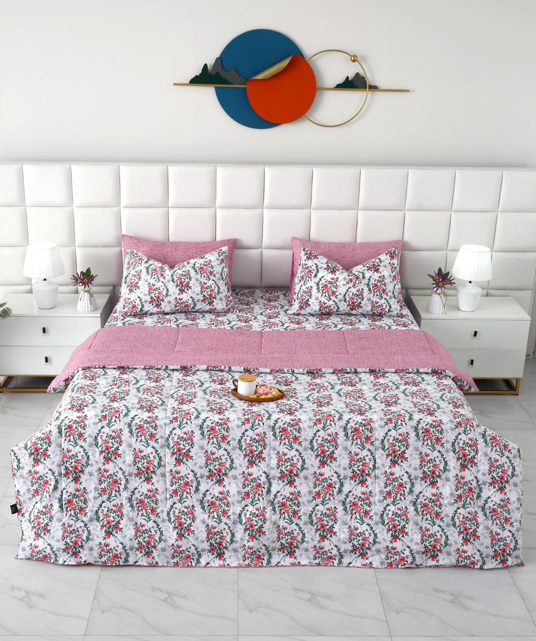 6 PCs Summer Comforter Set- COM005 Bed Spread Apricot